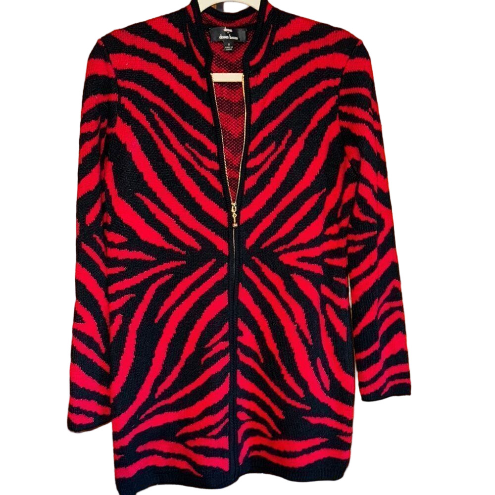 DENNIS BASSO  Red and Black Zebra Print Jacket